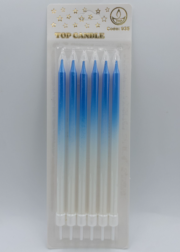 Mavi Beyaz Doğum Günü Mumu 6 Lı Kod: 935